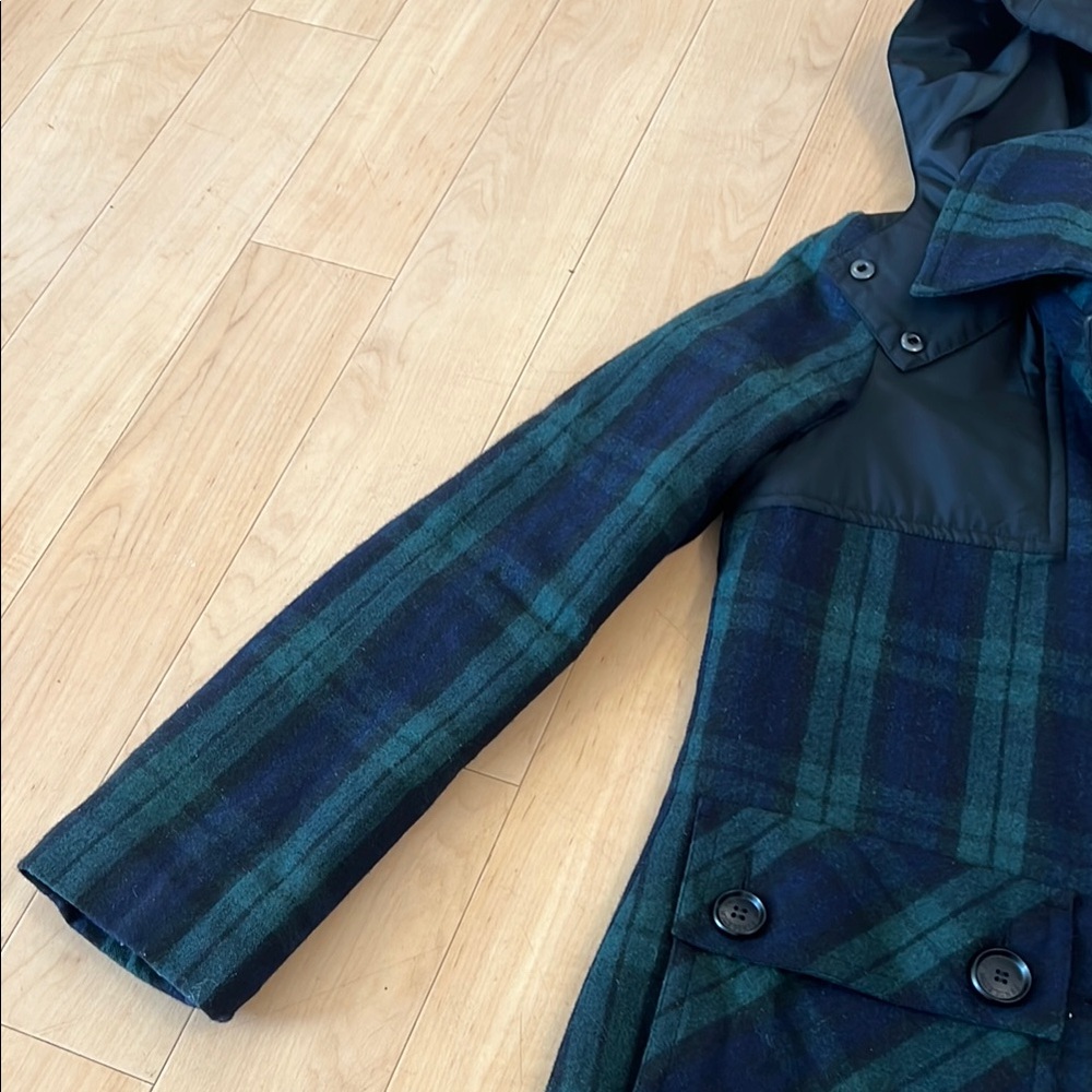 Pendleton Blue and Green Plaid Trench Coat size 2 - Picture 7 of 15